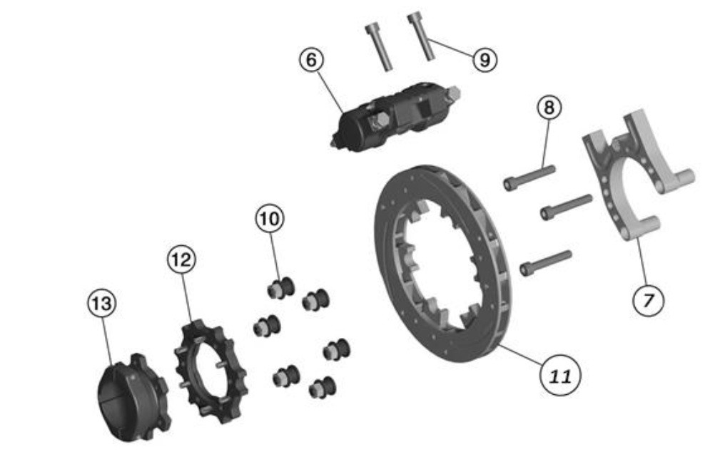 (6) RBS-V3/V2 REAR BRAKE CALIPER with pads and screws