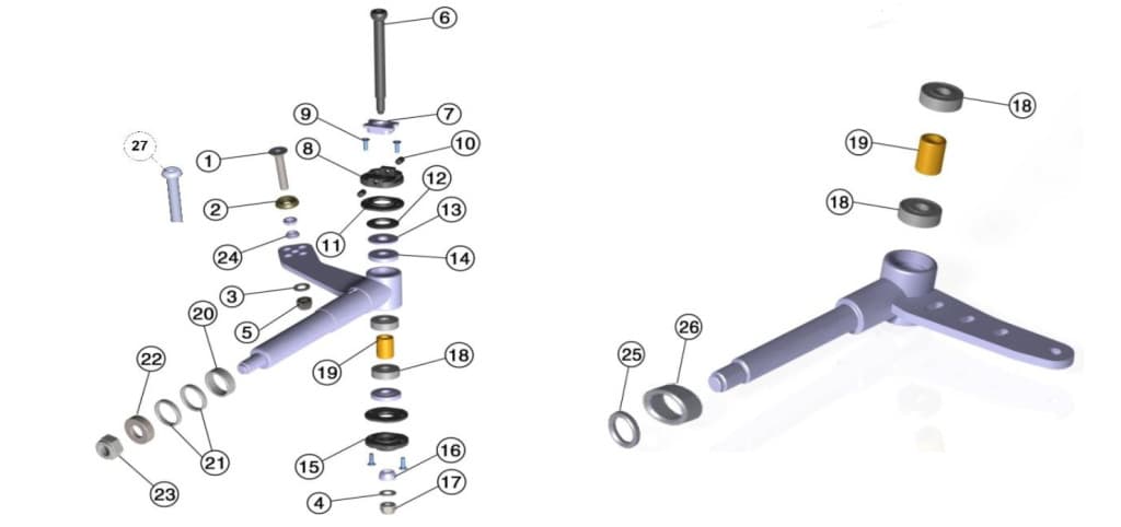 (20) Ø25 SPINDLE SPACER H10MM ALUMINIUM ANOD. INOX
