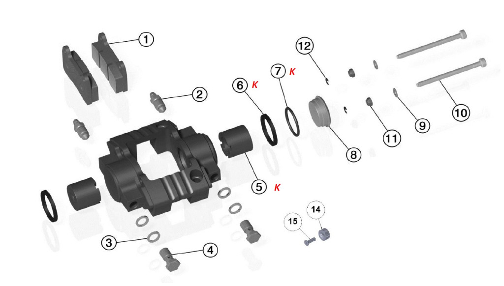 (K) RBS.V2 / RBS.V3 BRAKE CALIPER REVISION KIT (for 1 caliper)