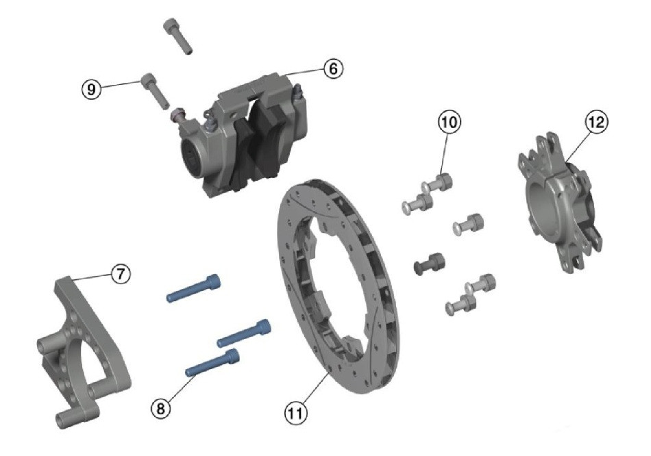 (10) BLACK LINE BRAKE DISC MOUNTING SCREWS M8x30mm (6 pieces for each components)