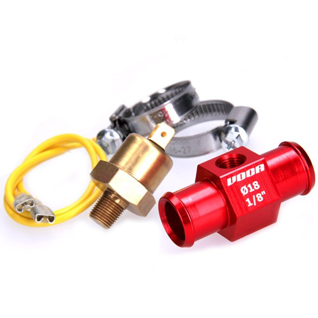 Voca Racing adapter + hõmérséklet kapcsoló ventilátorokhoz (d=18mm) (BE: 70°C / KI: 60°C) (1/8)