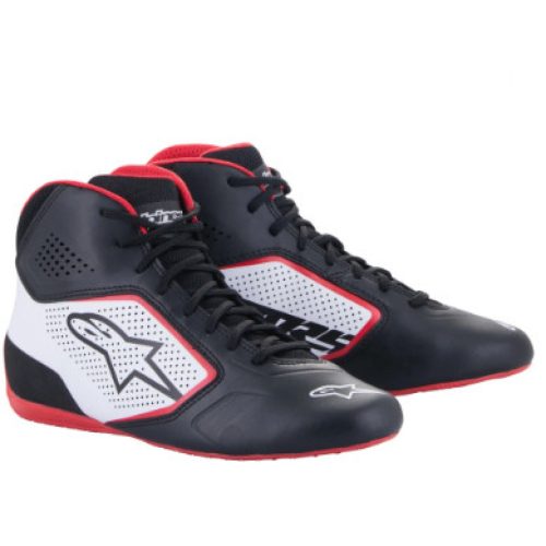 2022 TECH-1 K START V2 SHOES BLACK WHITE RED ALPINESTARS 45-ös