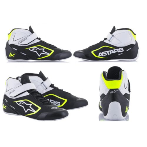 2022 TECH-1 K V2 SHOES BLACK WHITE FLUO YELLOW ALPINESTARS 40-es