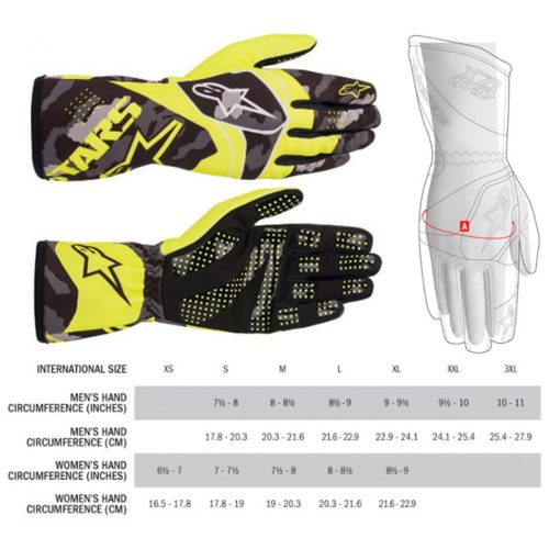 2021 TECH0 K RACE V2 CAMO GLOVES YELLOW FLUO/BLACK L-es