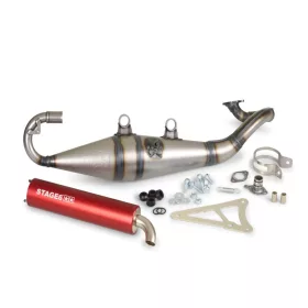   Stage6 Pro Replica MK2 kipufogó (Fekvőhengeres Minarelli - piros)