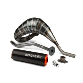   Stage6 R/T 80-90ccm CNC kipufogó (Derbi EBE / EBS - Piaggio D50B0 - narancs/fekete)