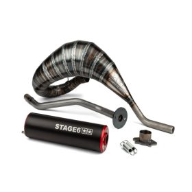   Stage6 R/T 80-90ccm CNC kipufogó (Derbi EBE / EBS - Piaggio D50B0 - piros/fekete)
